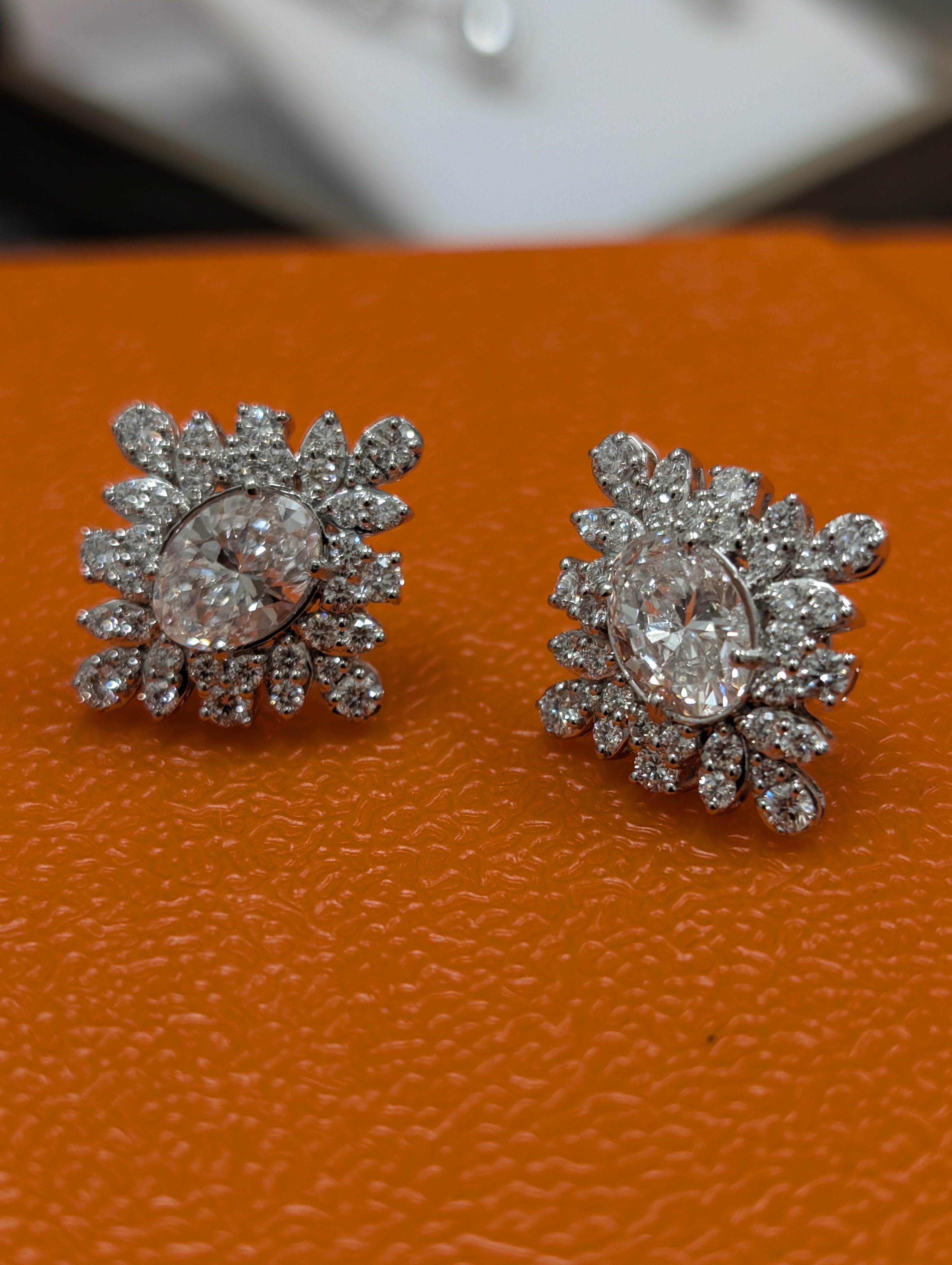 Oval Center Cluster Floral Stud Earring image 8