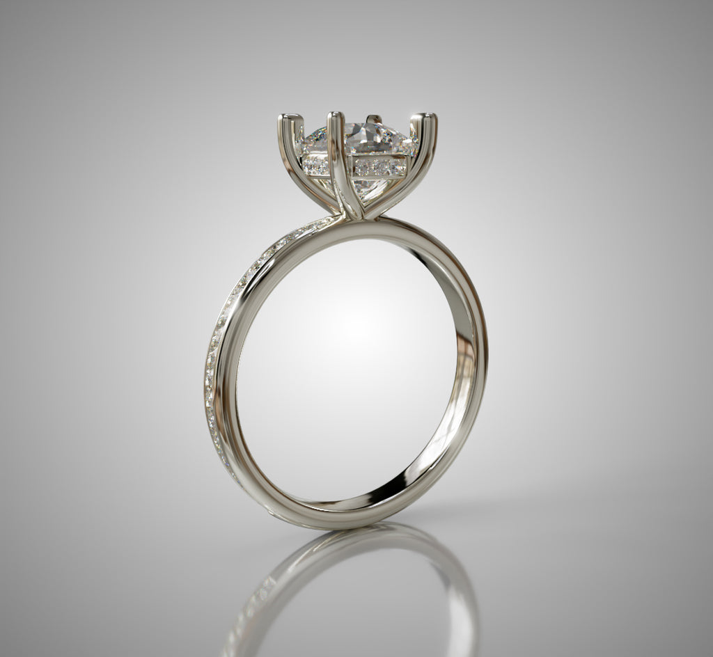 2ct Hidden Halo Cushion Center Channel Engagement Ring image 5
