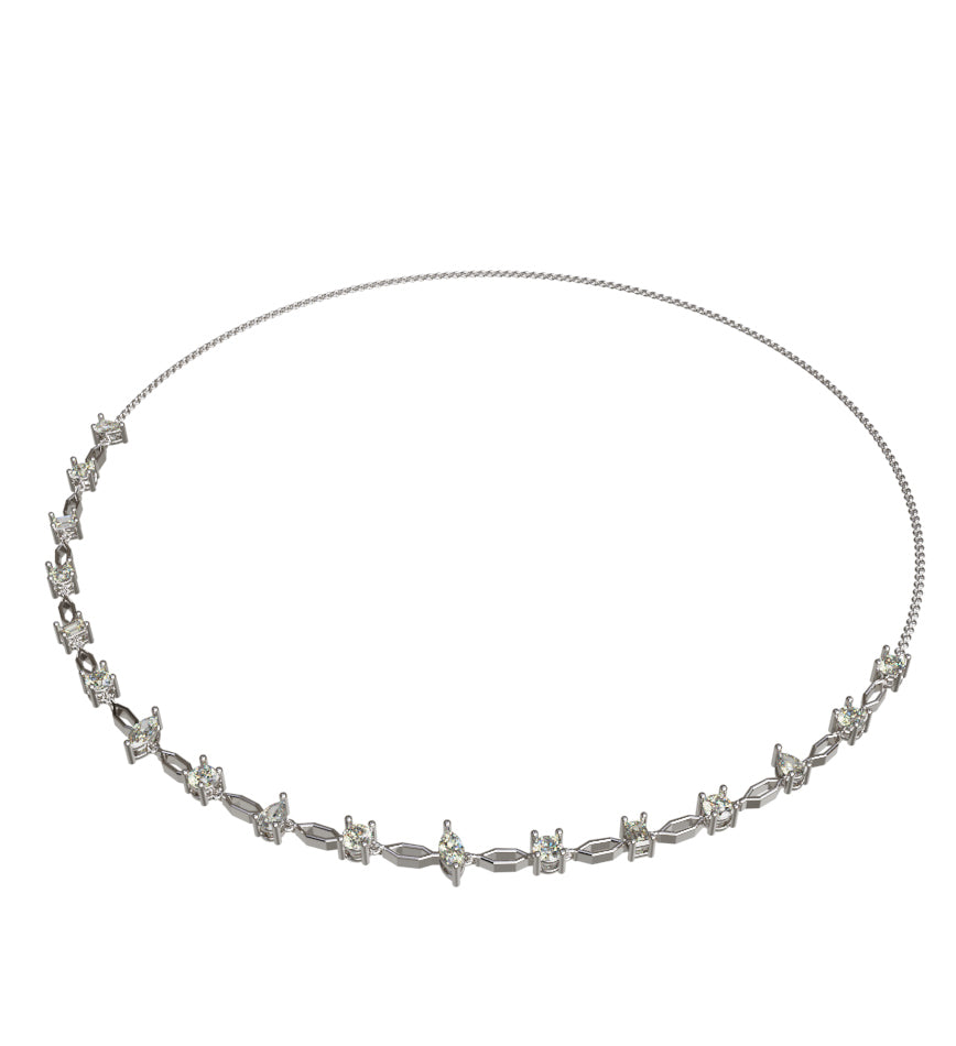 Fancy Link Diamond Necklace 16" image 5