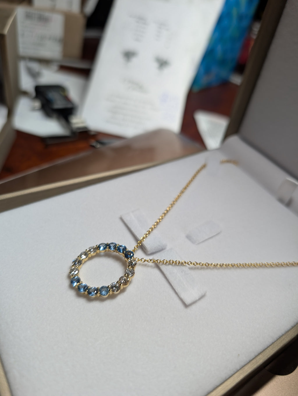 Genuine Blue Topaz and Diamond Pendant image 4