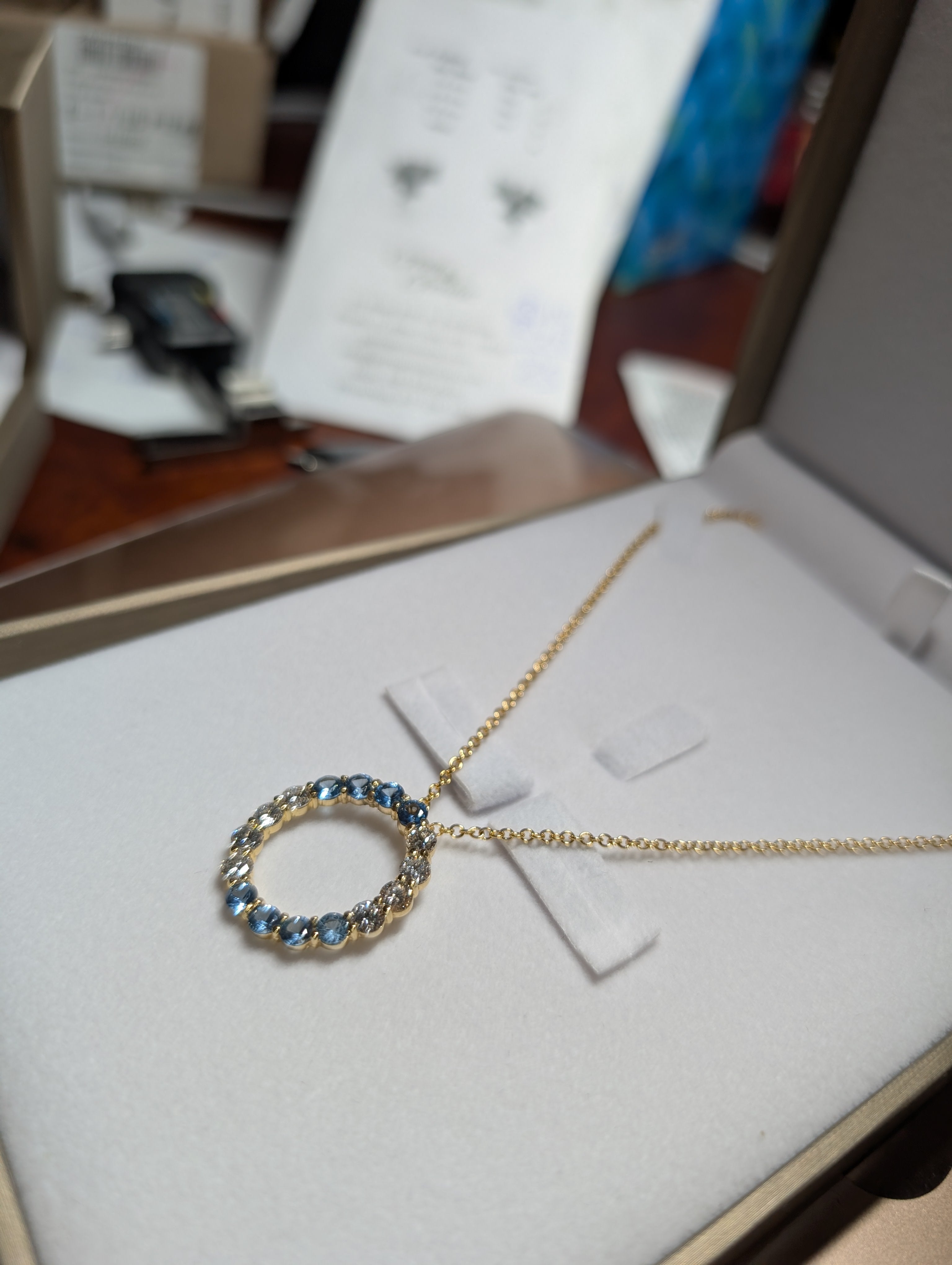 Genuine Blue Topaz and Diamond Pendant image 4