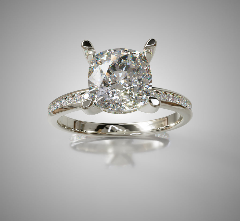 2ct Hidden Halo Cushion Center Channel Engagement Ring image 6