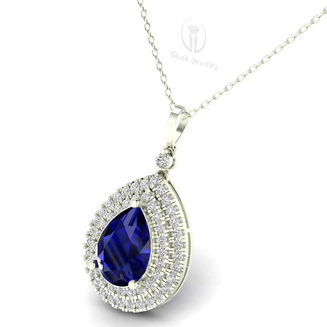 Double Halo Pear Shape Pendant image 9