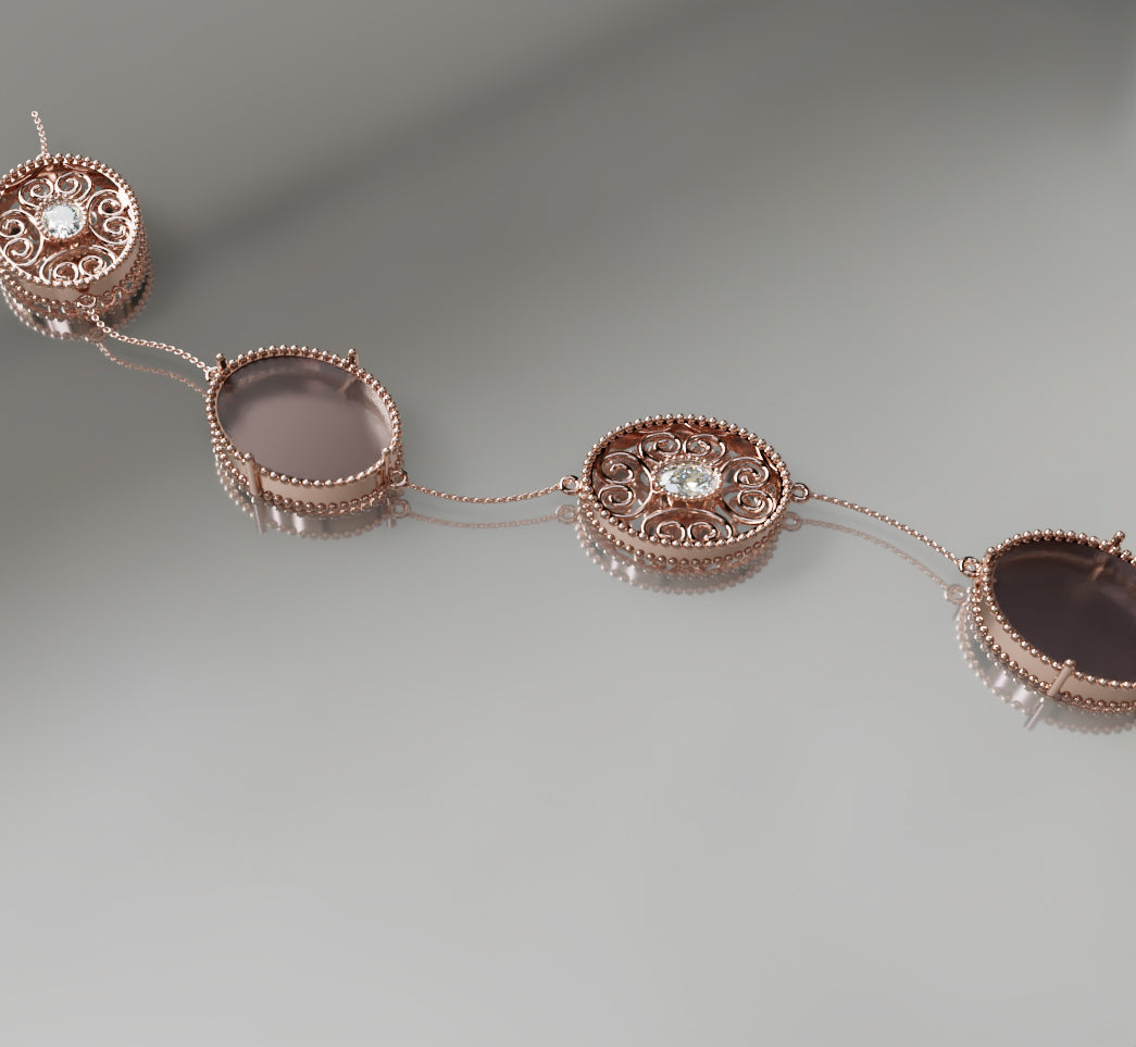 Mother of Pearl and Oval Diamond Chain Bracelet image 4