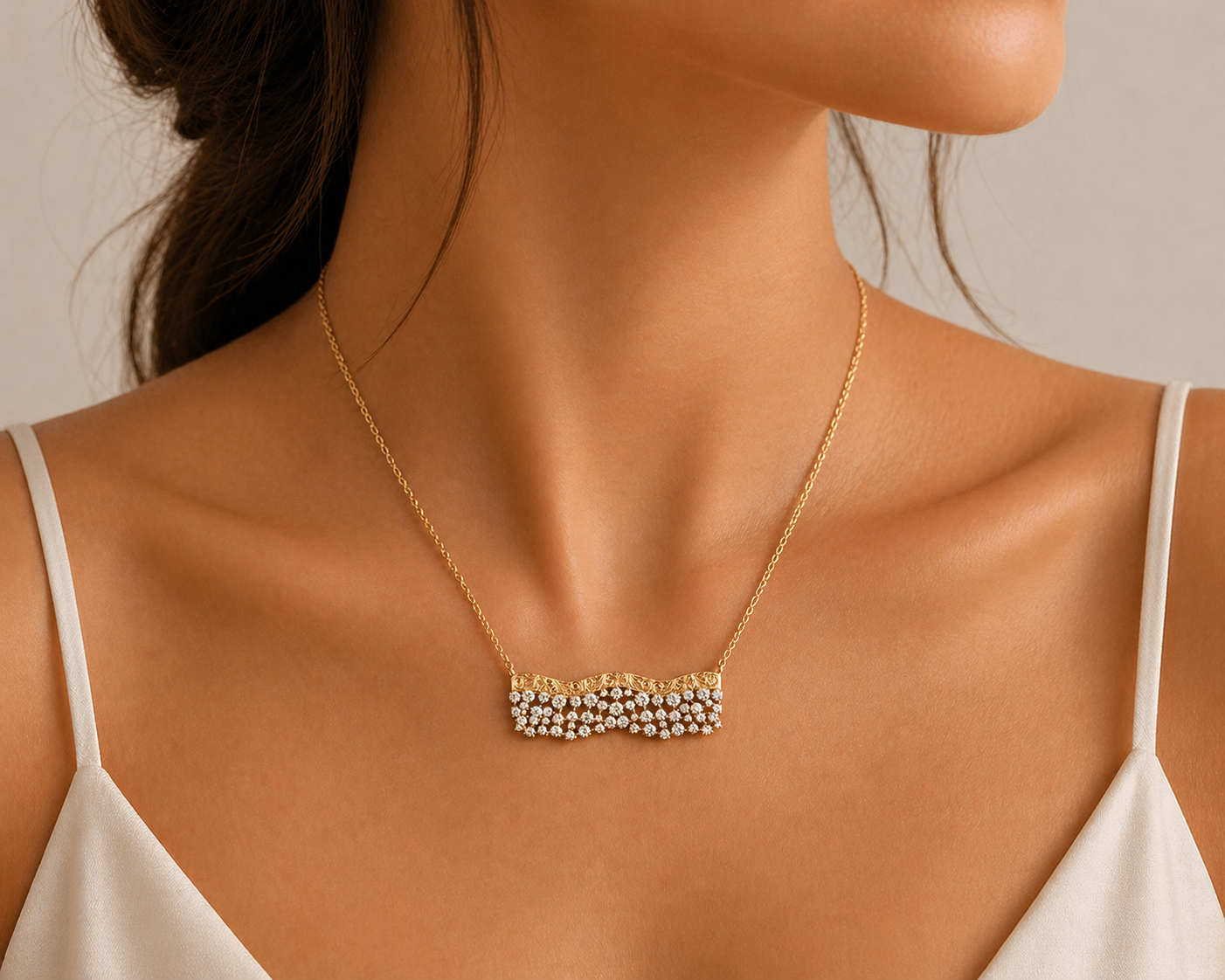 Aurelia Engraved Diamond Necklace