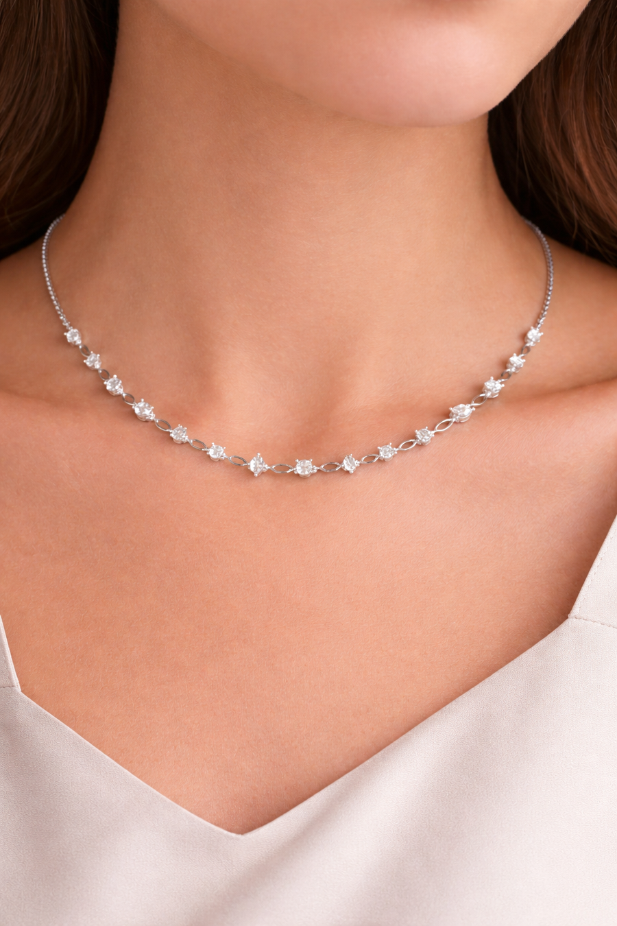 Fancy Link Diamond Necklace 18