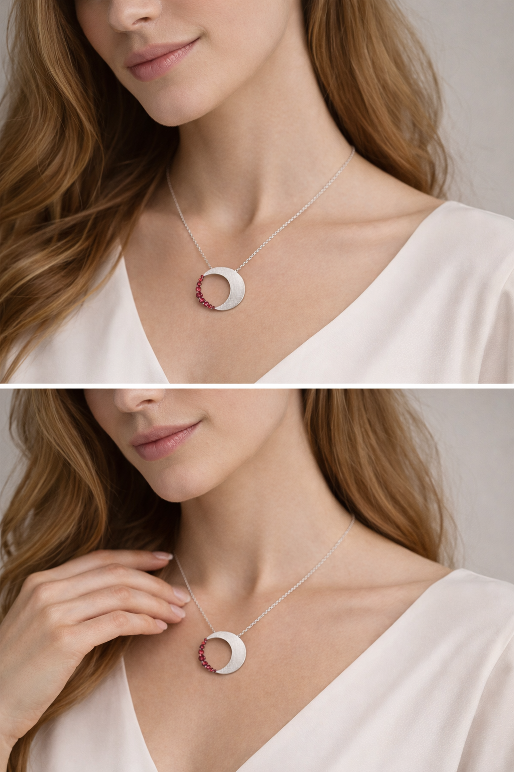 Half Moon Diamond Circle Pendant