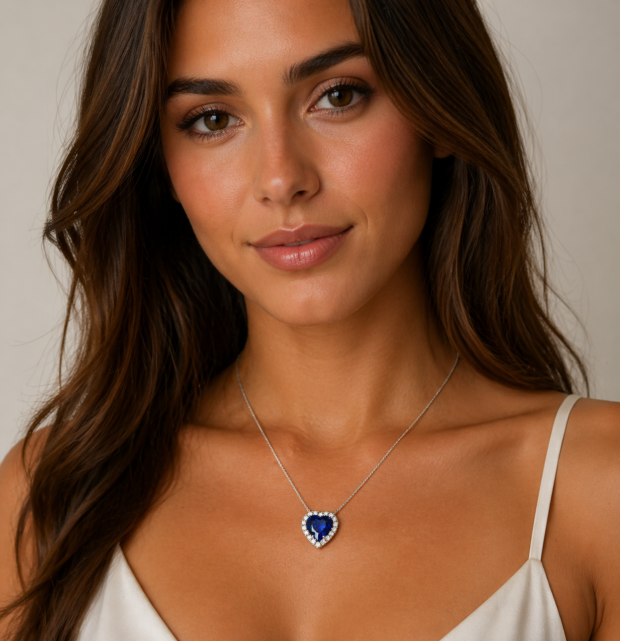 Blue Sapphire Heart Diamond Pendant