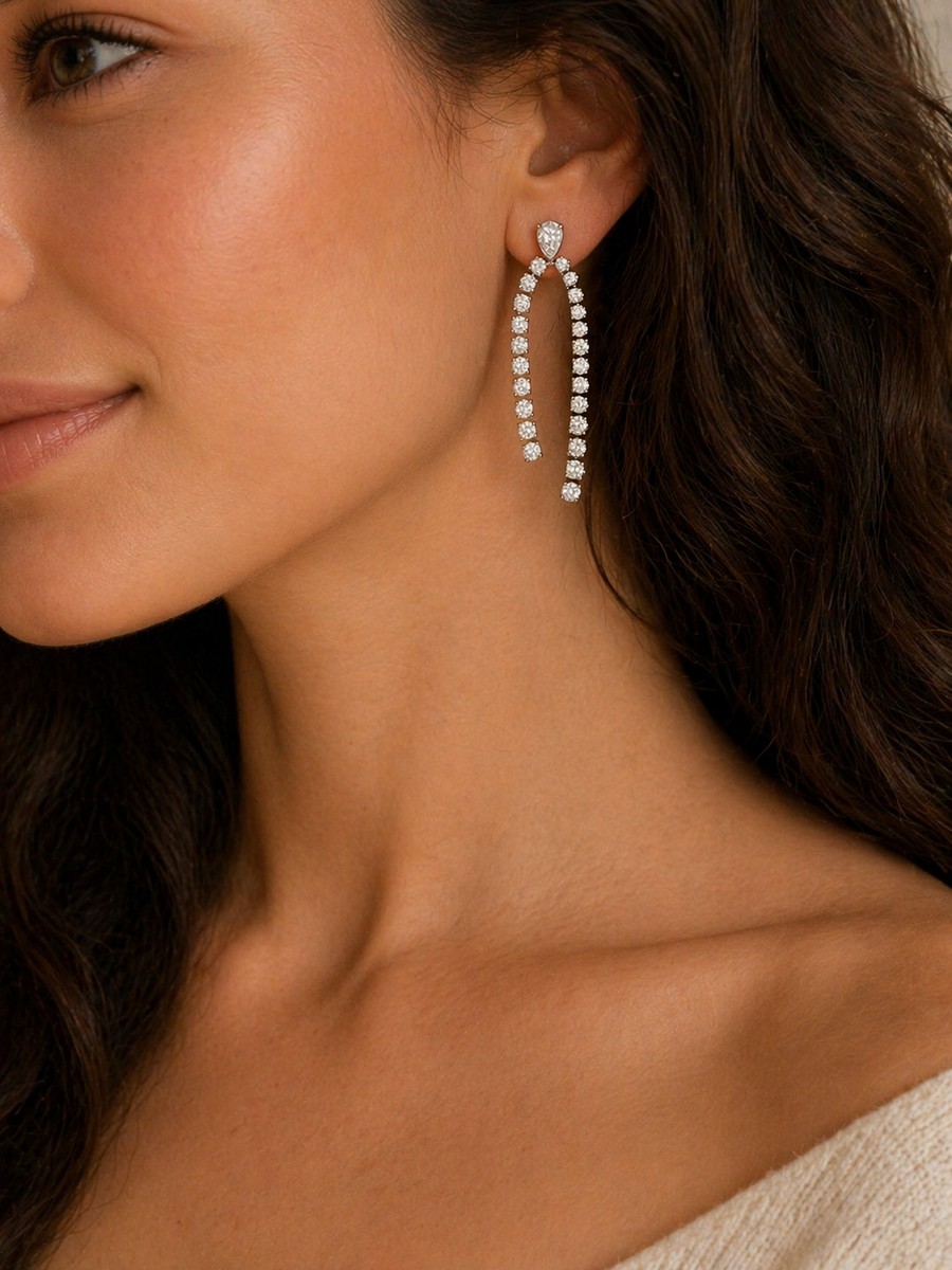 Double Raw Pear Shape Diamond Earring