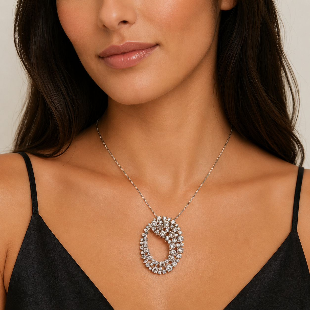 Oval Drop Diamond Pendant