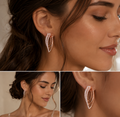 Triple-Color Gold Diamond Hoop Earring