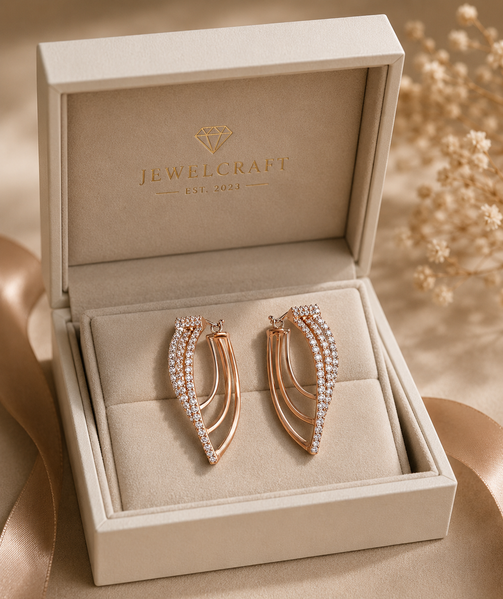 Triple-Color Gold Diamond Hoop Earring
