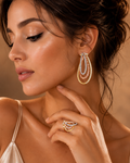 Triple-Color Gold Diamond Hoop Earring