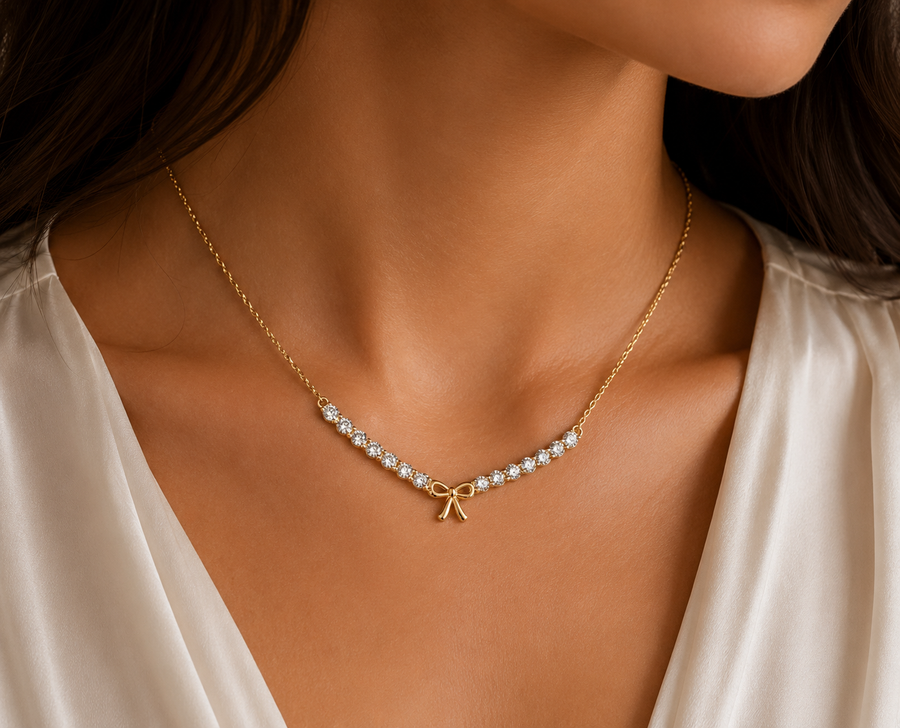 Bow V shape Necklace