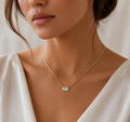 Bezel Emerald Cut Diamond Pendant