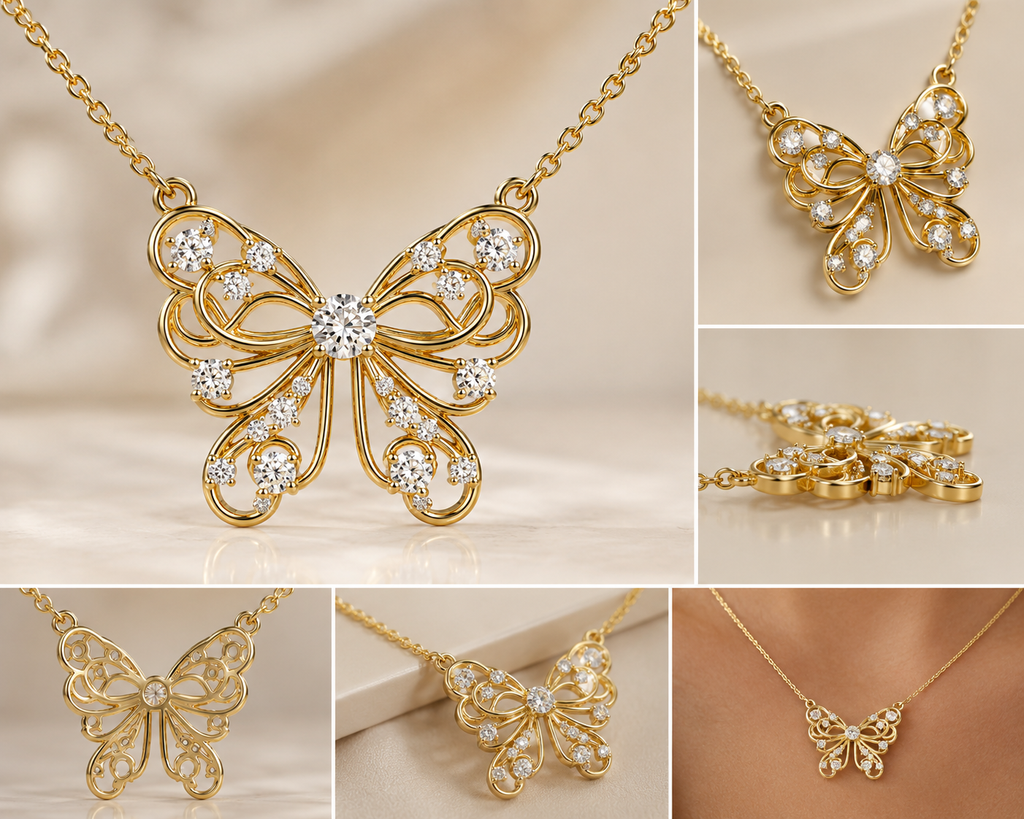 Butterfly Flower Fancy Diamond Pendant