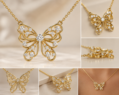 Butterfly Flower Fancy Diamond Pendant