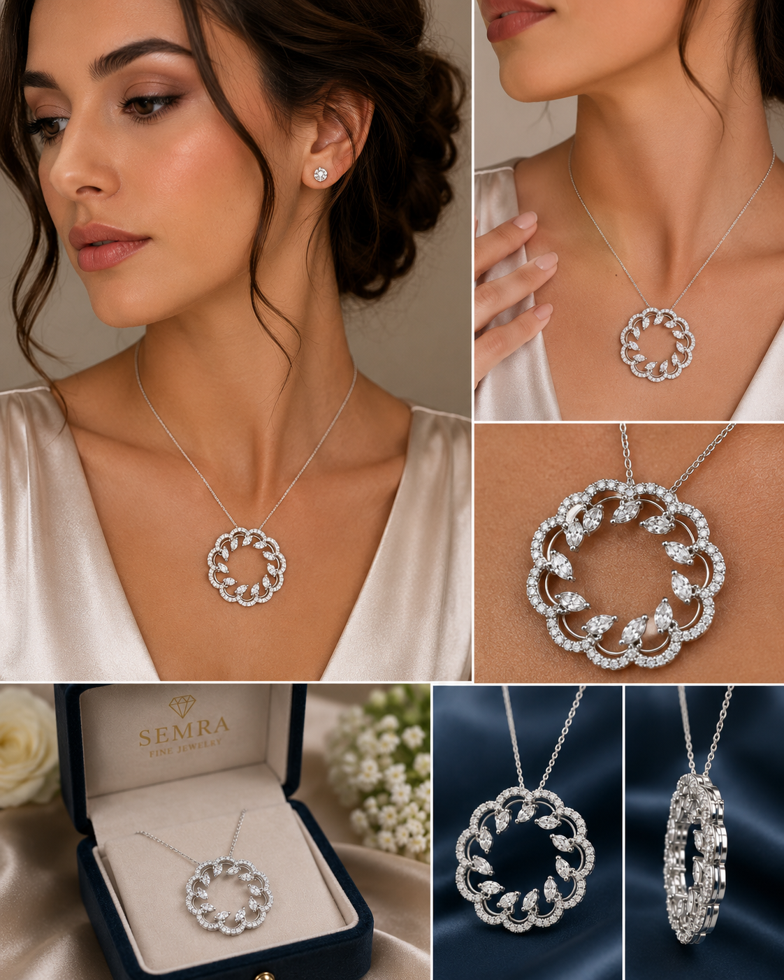 Circle with Marquise Diamond Pendant