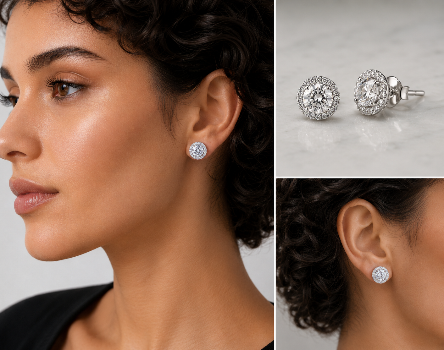 Martini Halo Stud Earring