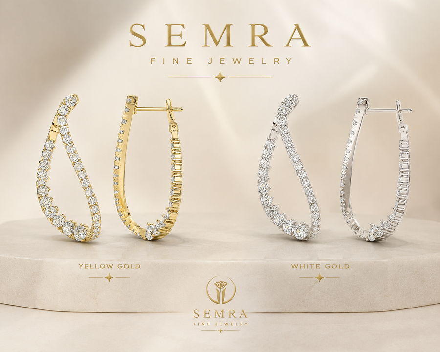 Diamond Inside & Out Drop Hoop Earrings
