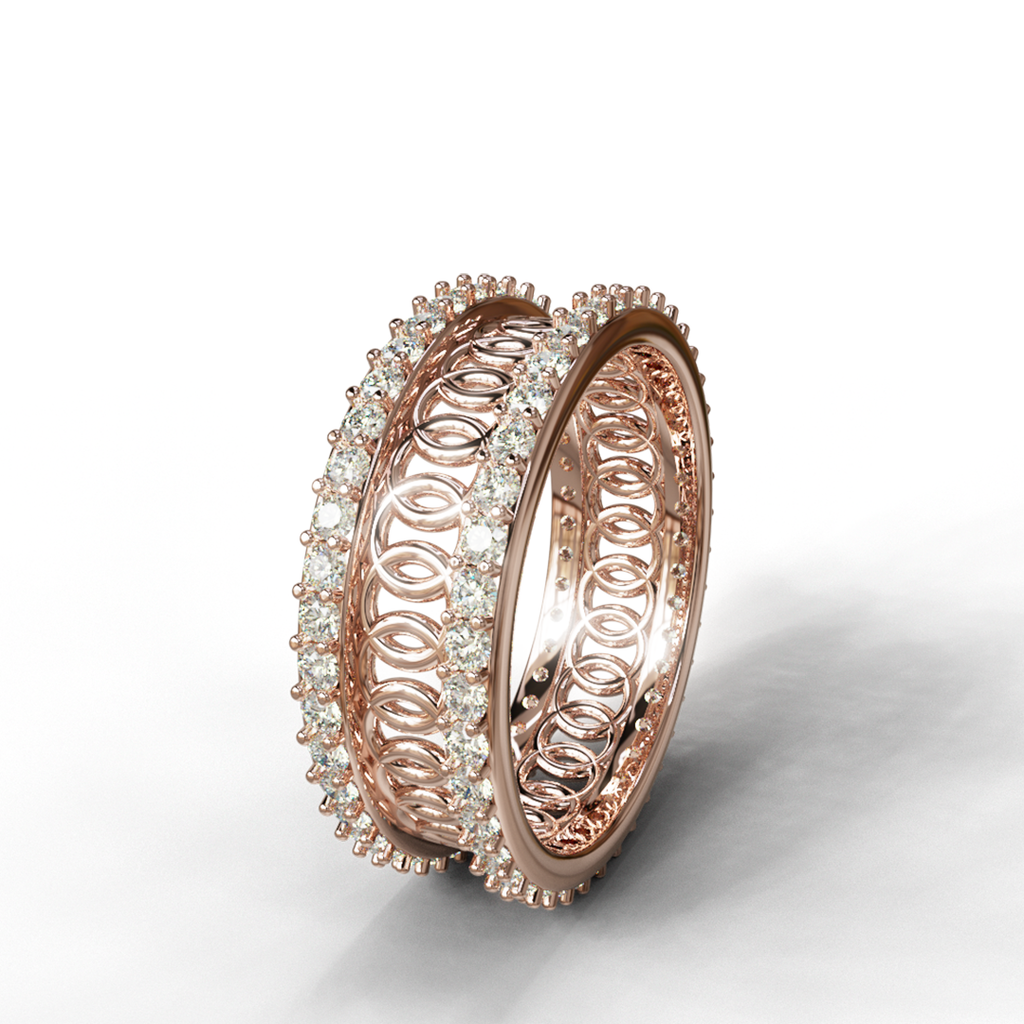 Double Row Filigree Diamond Eternity Band