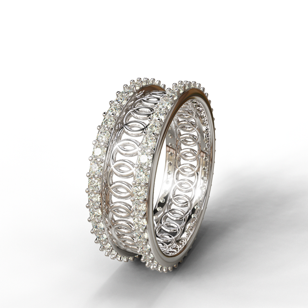 Double Row Filigree Diamond Eternity Band