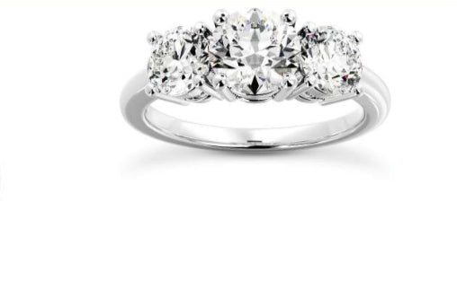 Classic Basket Three Stone Diamond Engagement Ring image 1