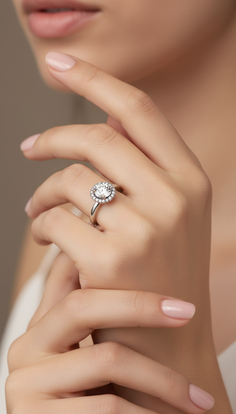 Classic Halo Diamond Engagement Ring