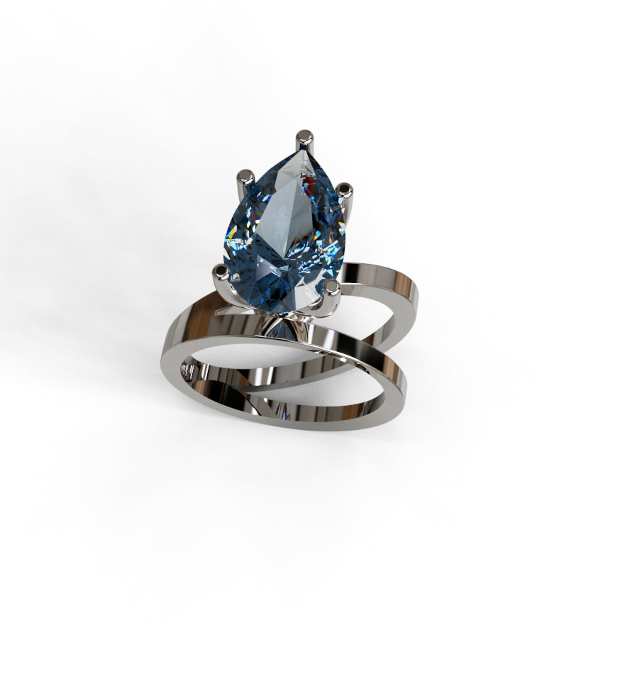 2.5ct Pear Shape Split Shank Diamond Engagement Ring