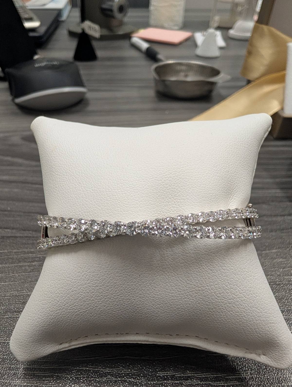 Crossover Graduated Diamond Bangle