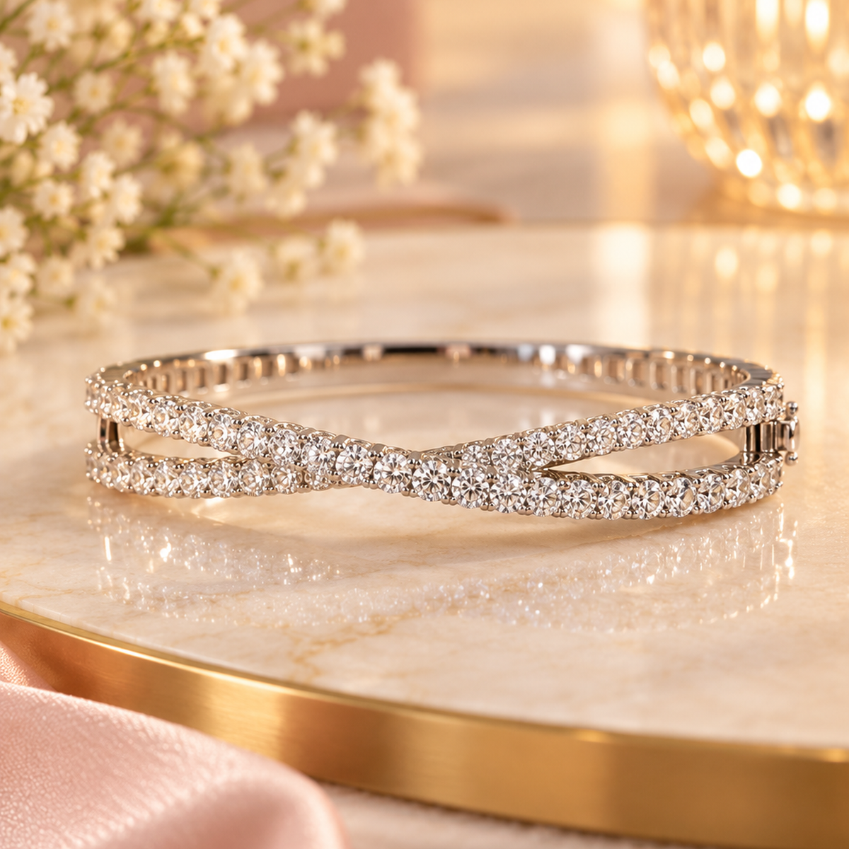 Crossover Graduated Diamond Bangle