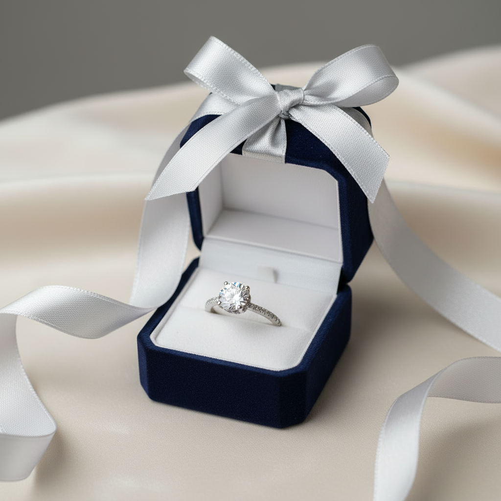 Crown Hidden Halo Micro Pave Diamond Engagement Ring