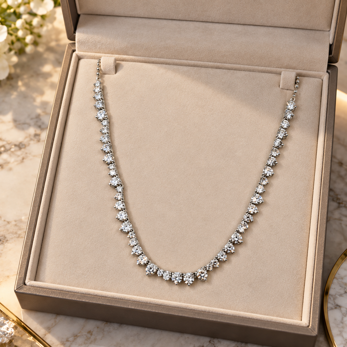 Diamond Wave Tennis Necklace