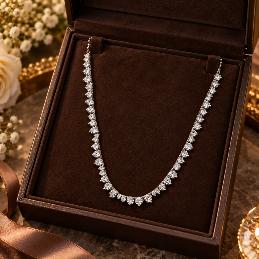 Diamond Wave Tennis Necklace