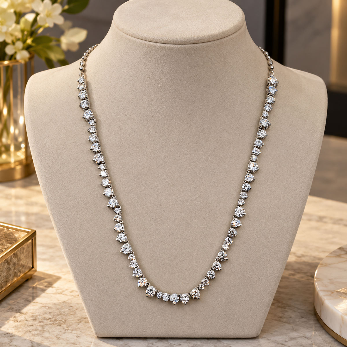 Diamond Wave Tennis Necklace