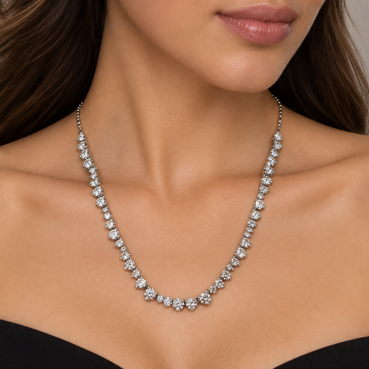 Diamond Wave Tennis Necklace
