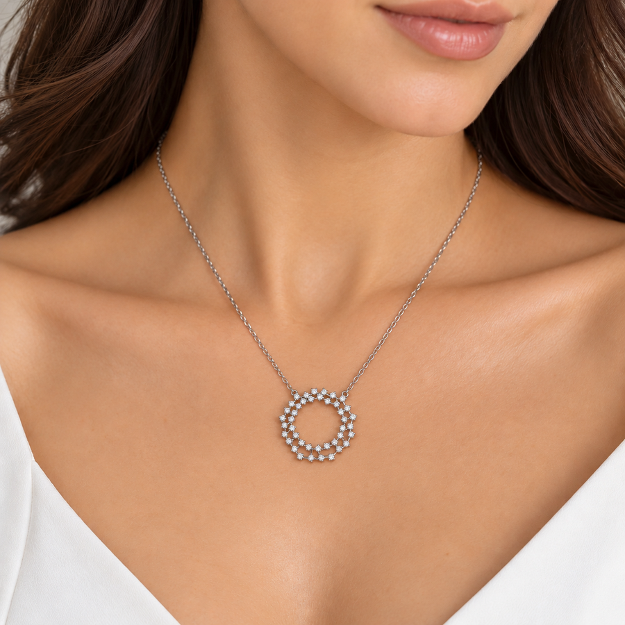 Double Circle Diamond Pendant