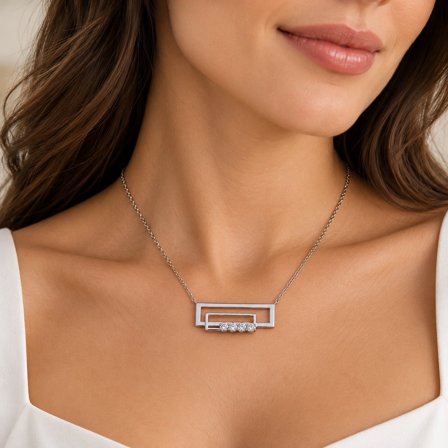 Double Rectangle Diamond Pendant