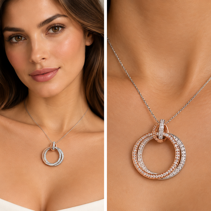Double Sparkly Circle Dangle Pendant