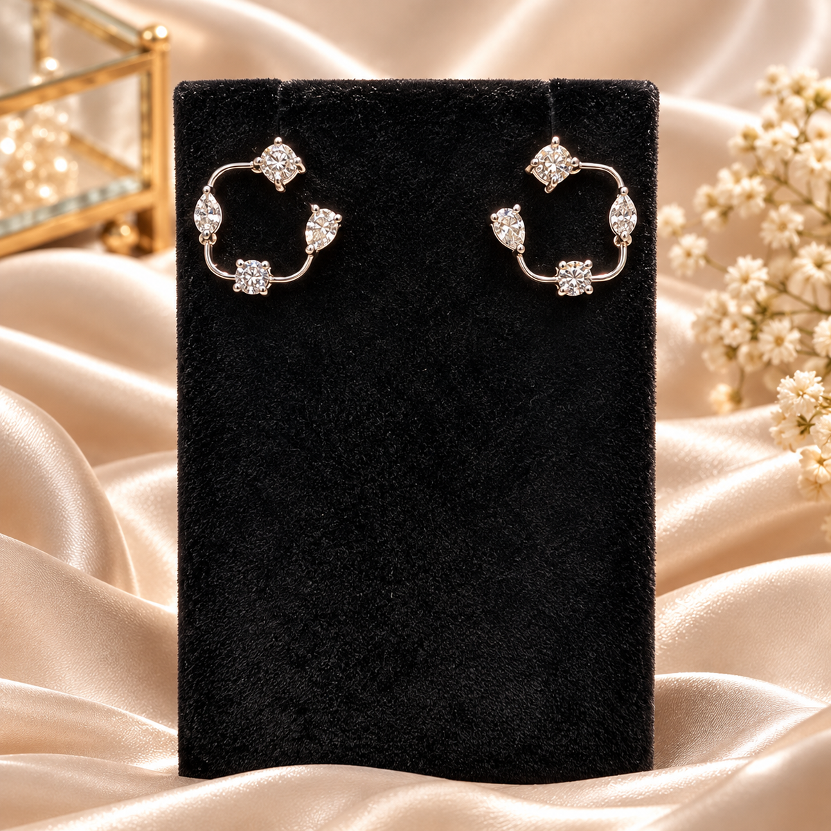Drop Earring with Fancy & Round Diamonds