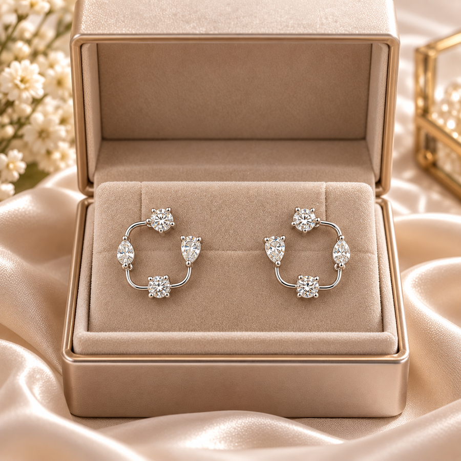 Drop Earring with Fancy & Round Diamonds