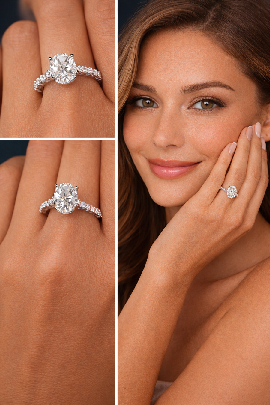 1.25ct Oval Cut Side Stone Diamond Engagement Ring