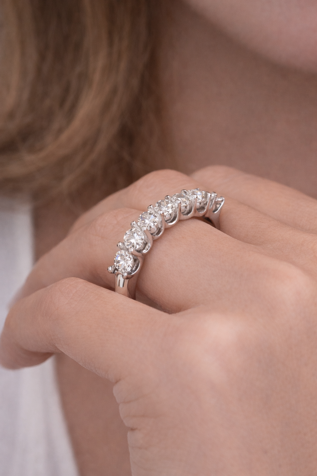 Seven Stone U Prong Diamond Wedding Band