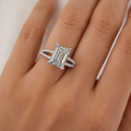 3.5ct Emerald Cut Split Shank Micro Pavé Diamond Engagement Ring