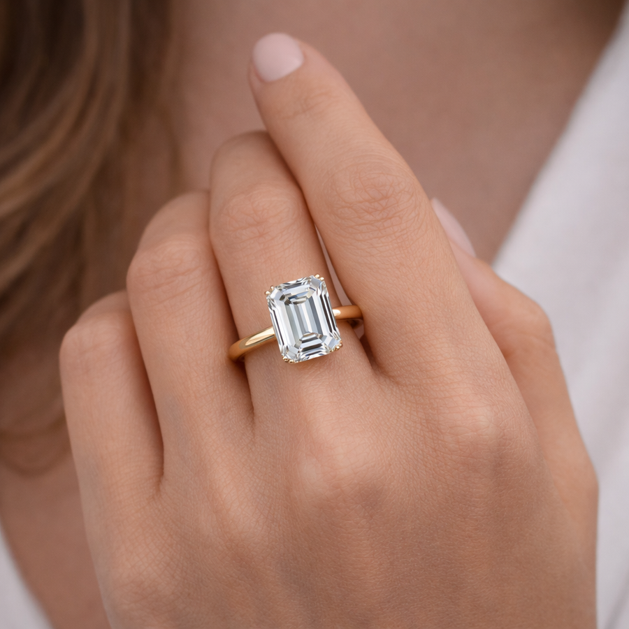 4ct Emerald Cut Solitaire Lab Grown Diamond Engagement Ring
