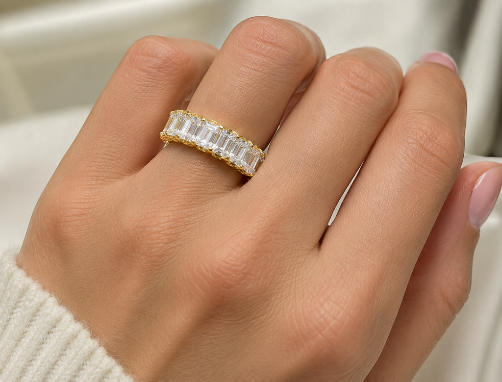 Emerald Cut Full Eternity Diamond Band