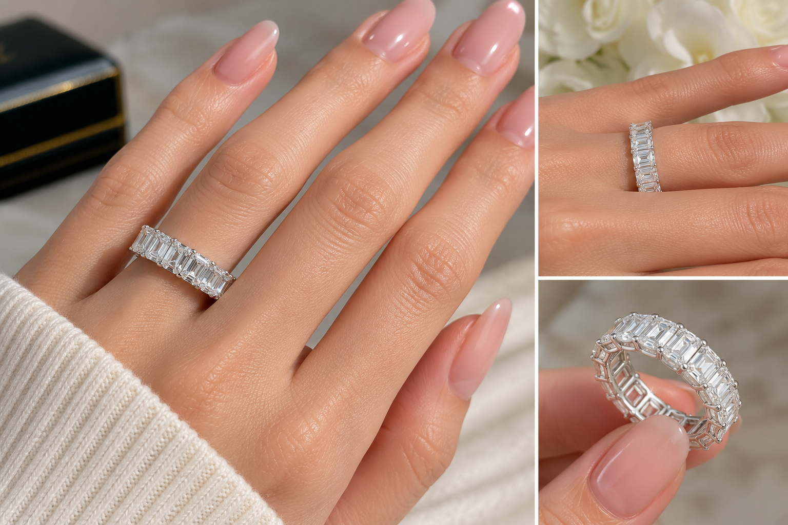 Emerald Cut Full Eternity Diamond Band