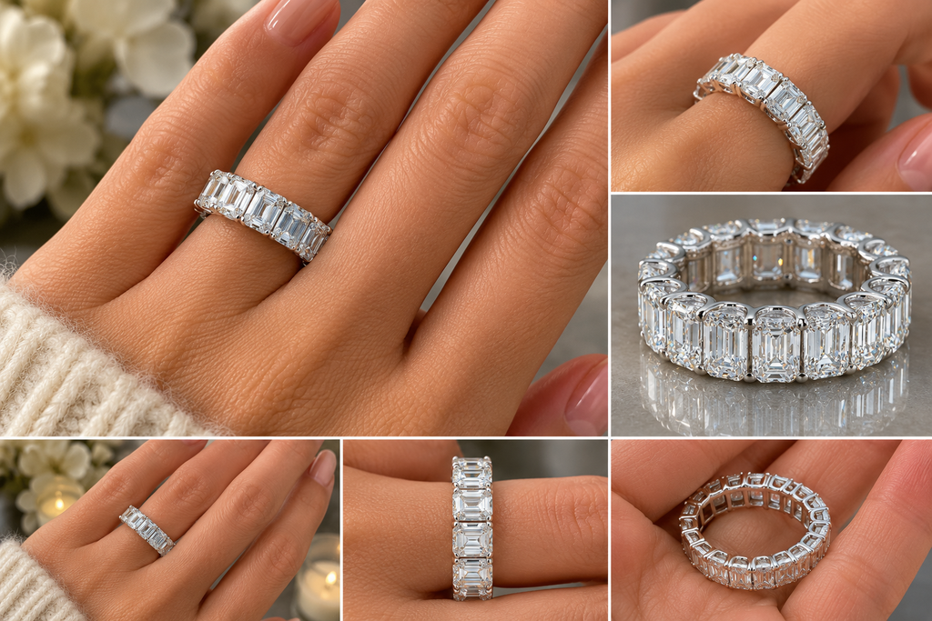 Emerald Cut Full Eternity Diamond Band