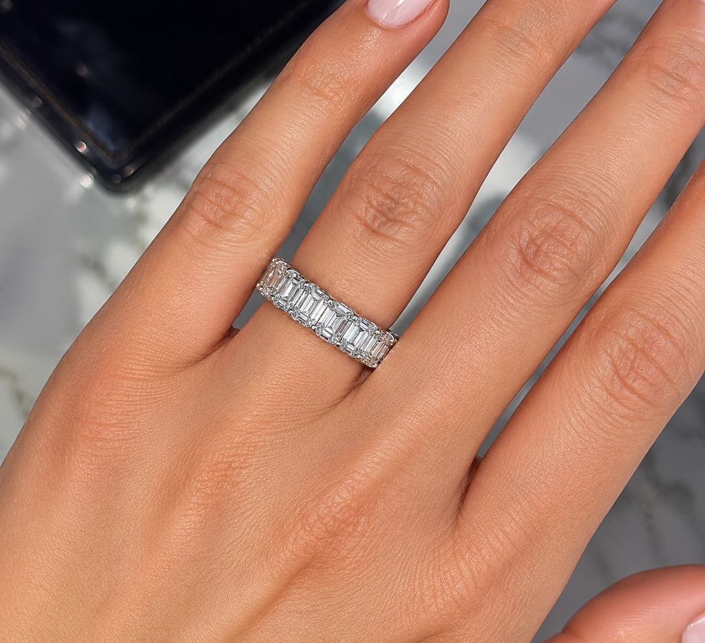 Emerald Cut Full Eternity Diamond Band