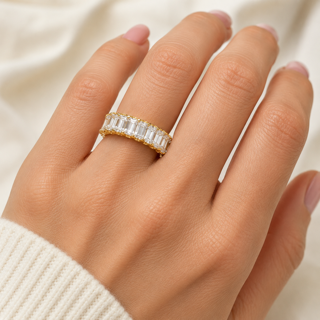 Emerald Cut Full Eternity Diamond Band